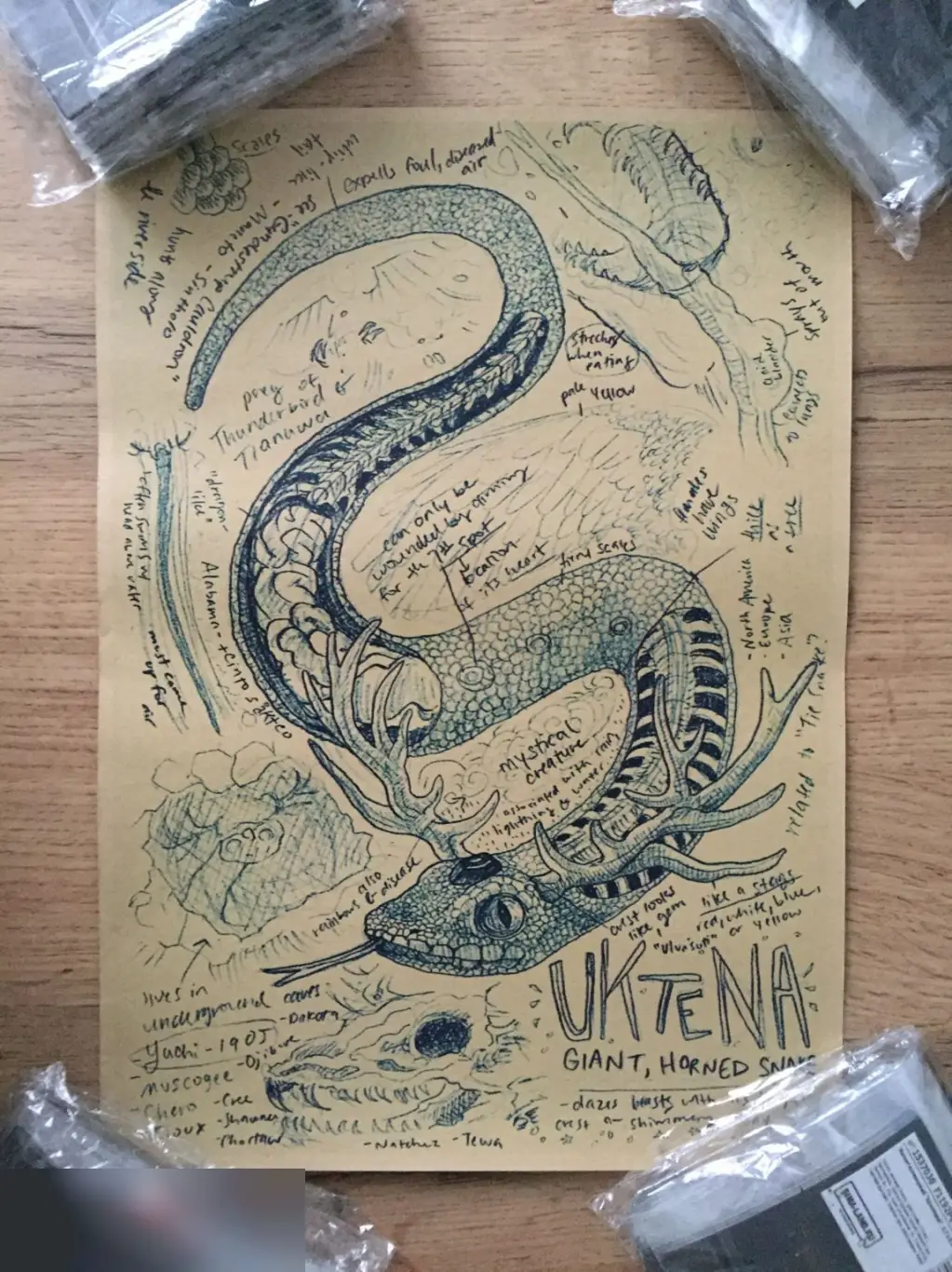 Uktena Рогатый Змей постер плакат 21х30 см