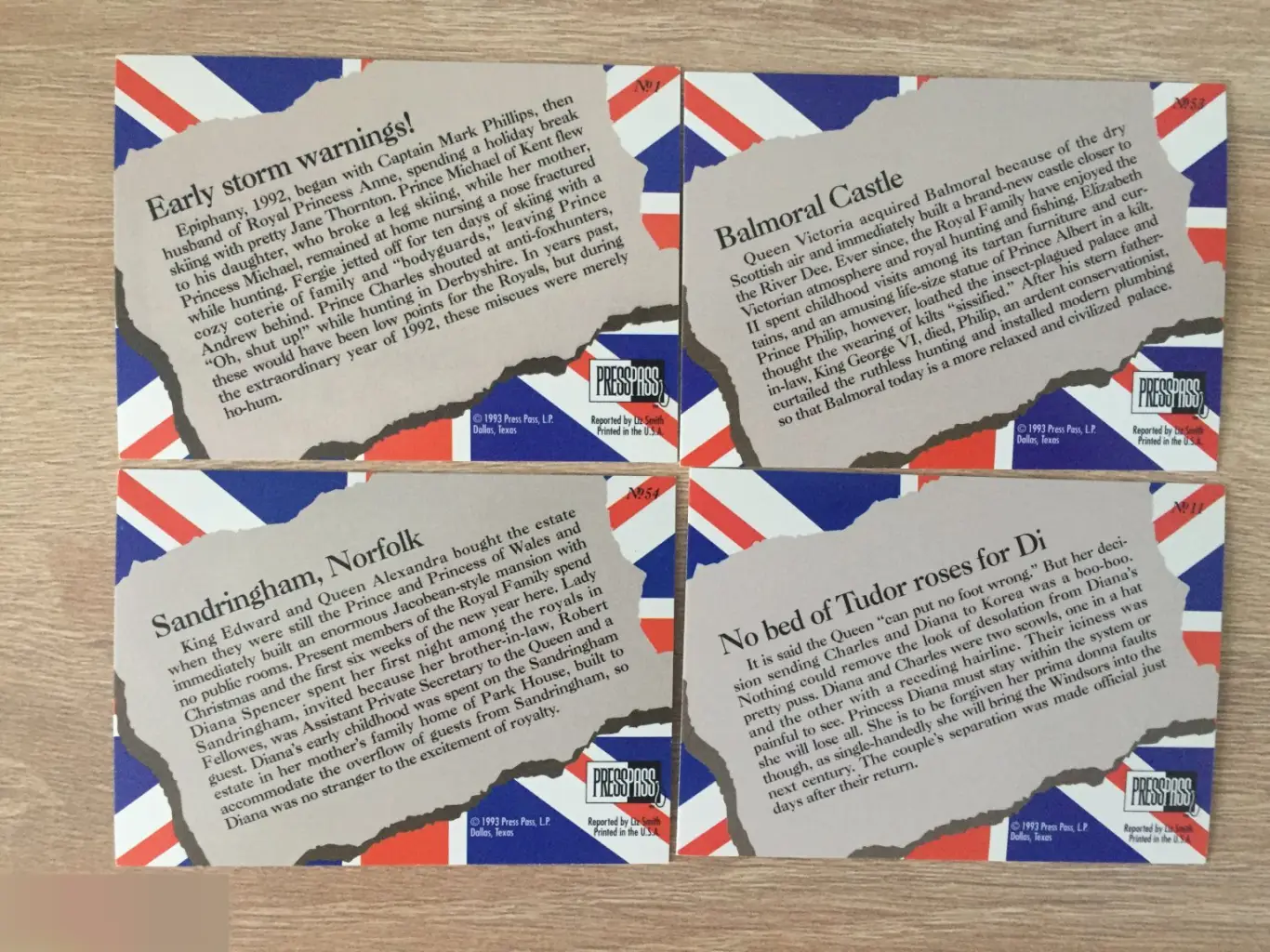 1993 The Royal Family Британская королевская семья 4 коллекционные карточки Press Pass 1