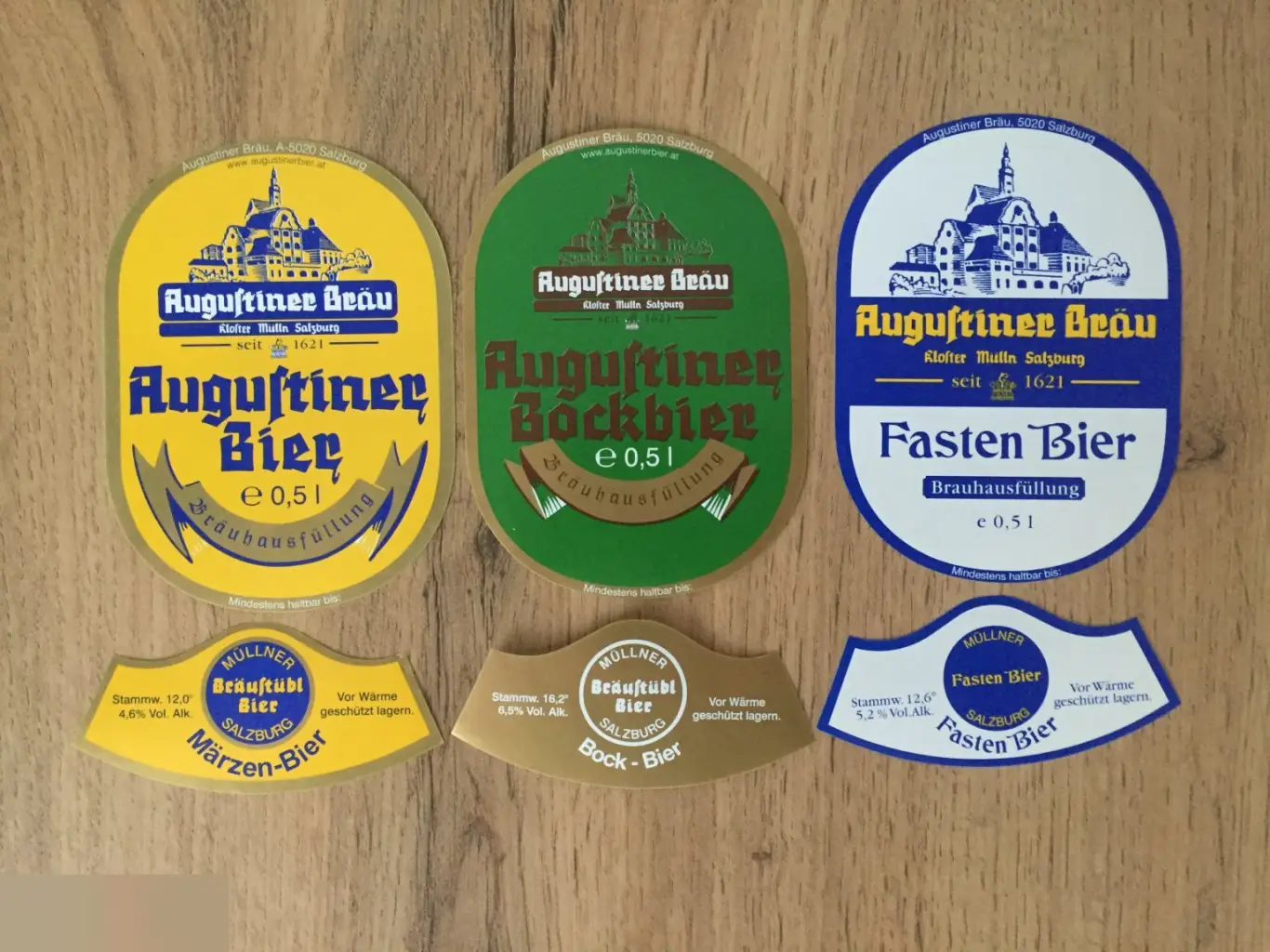 Augustiner Brau Австрия пивные этикетки 6 штук