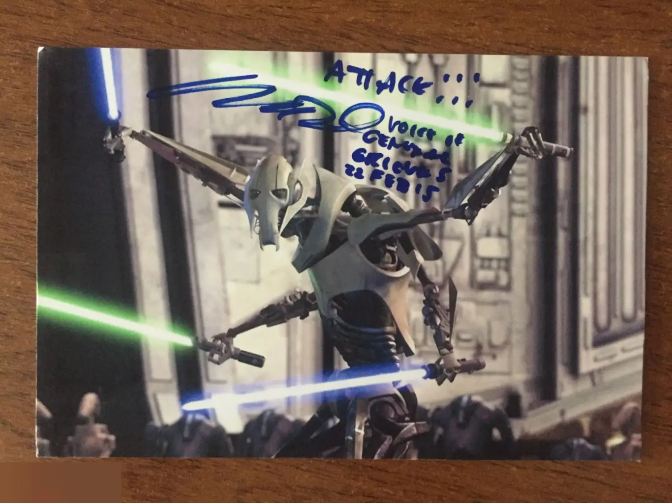 Мэттью Вуд автограф на картонном фото Генерал Гривус Звёздные войны