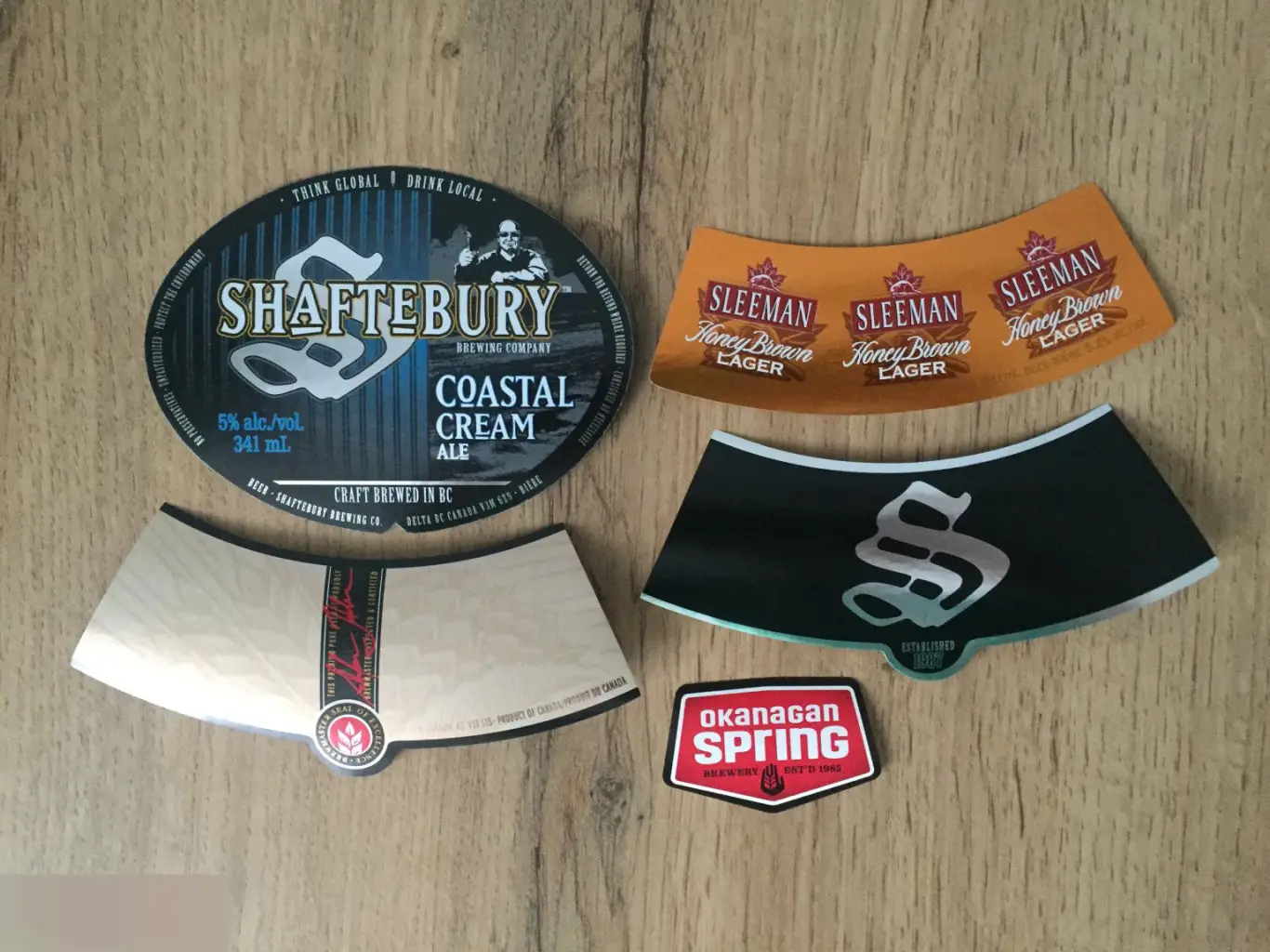 Okanagan Spring Brewery Канада пивные этикетки 5 штук