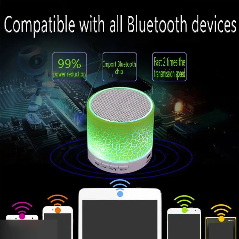 Портативная колонка Bluetooth радио mp3 плеер светомузыка led подсветка 3