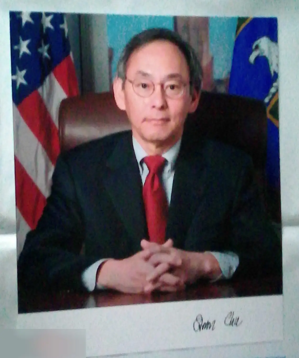 Стивен Чу напечатанный автограф принт