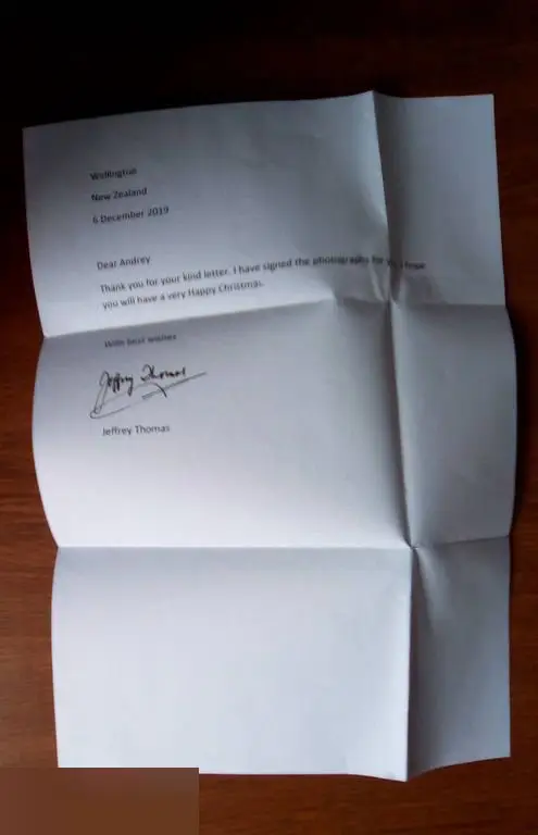 Джеффри Томас автограф на письме Удивительные странствия Геракла