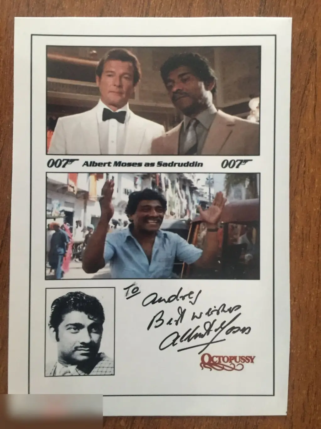 Альберт Моусес автограф на фото Осьминожка