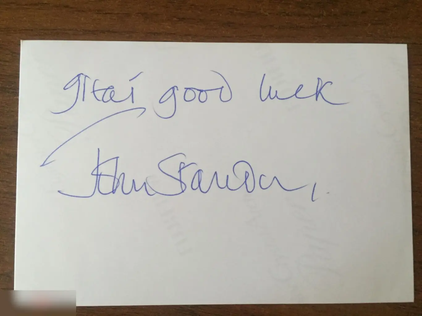 Джон Стэндинг автограф на фото 1