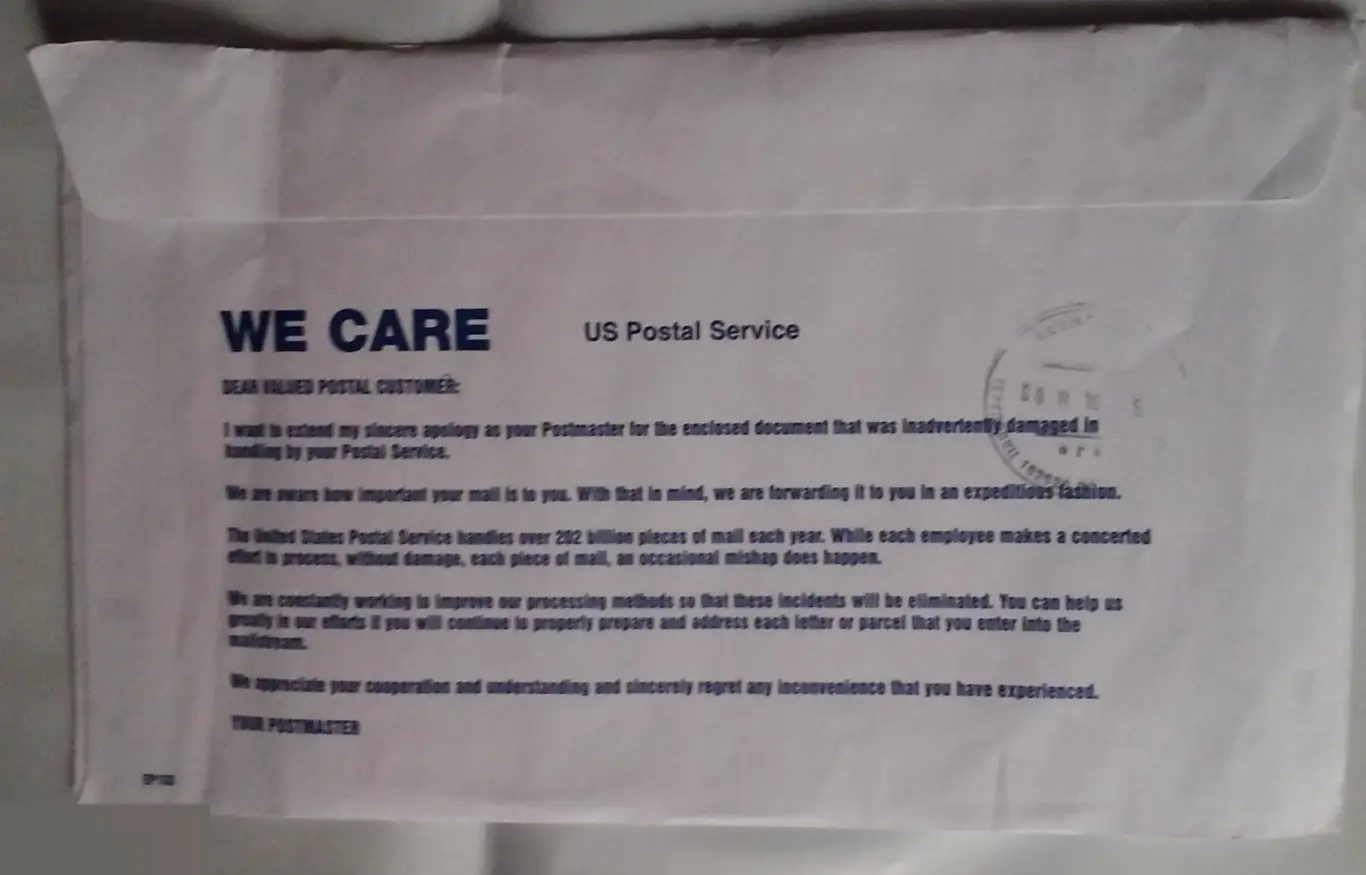 United States Postal Service прошедший почту конверт We Care США 1