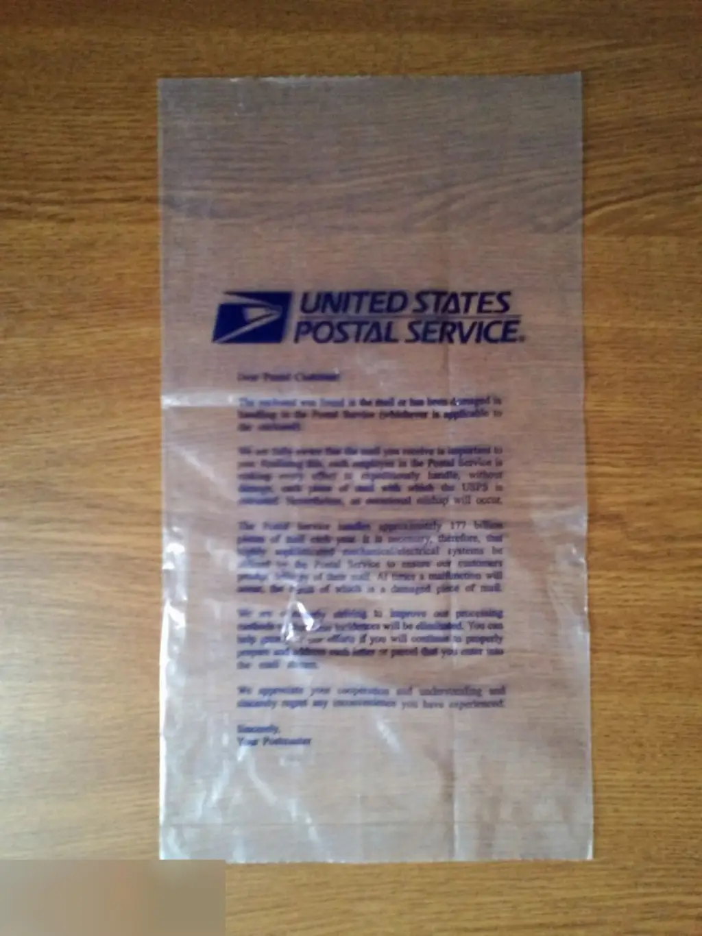 United States Postal Service прошедший почту конверт-пакет