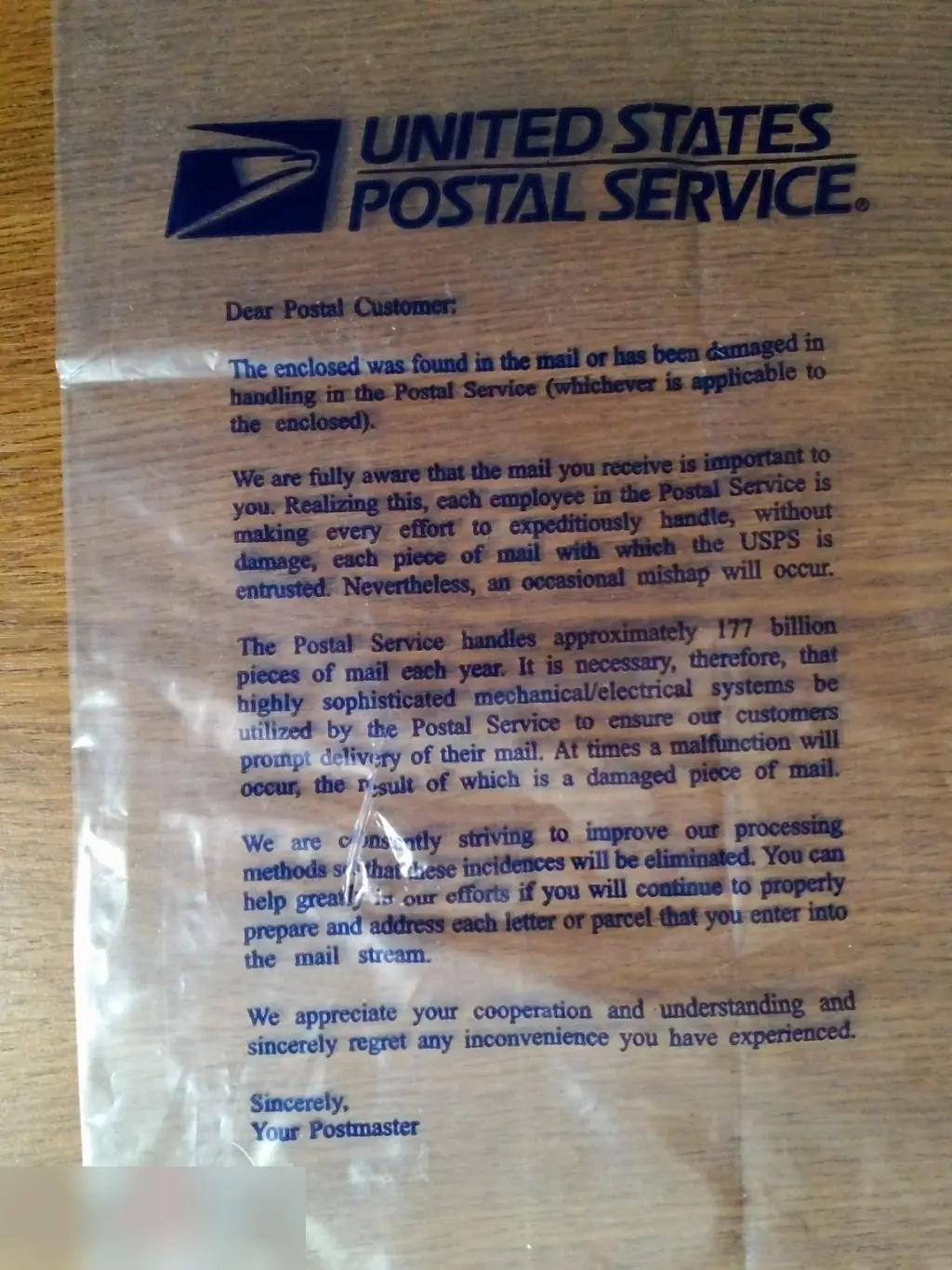 United States Postal Service прошедший почту конверт-пакет 1