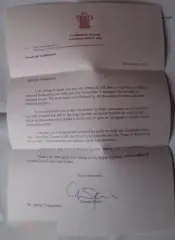 Конверт и письмо из Букингемского дворца 17.01.19 Чарльз, принц Уэльский