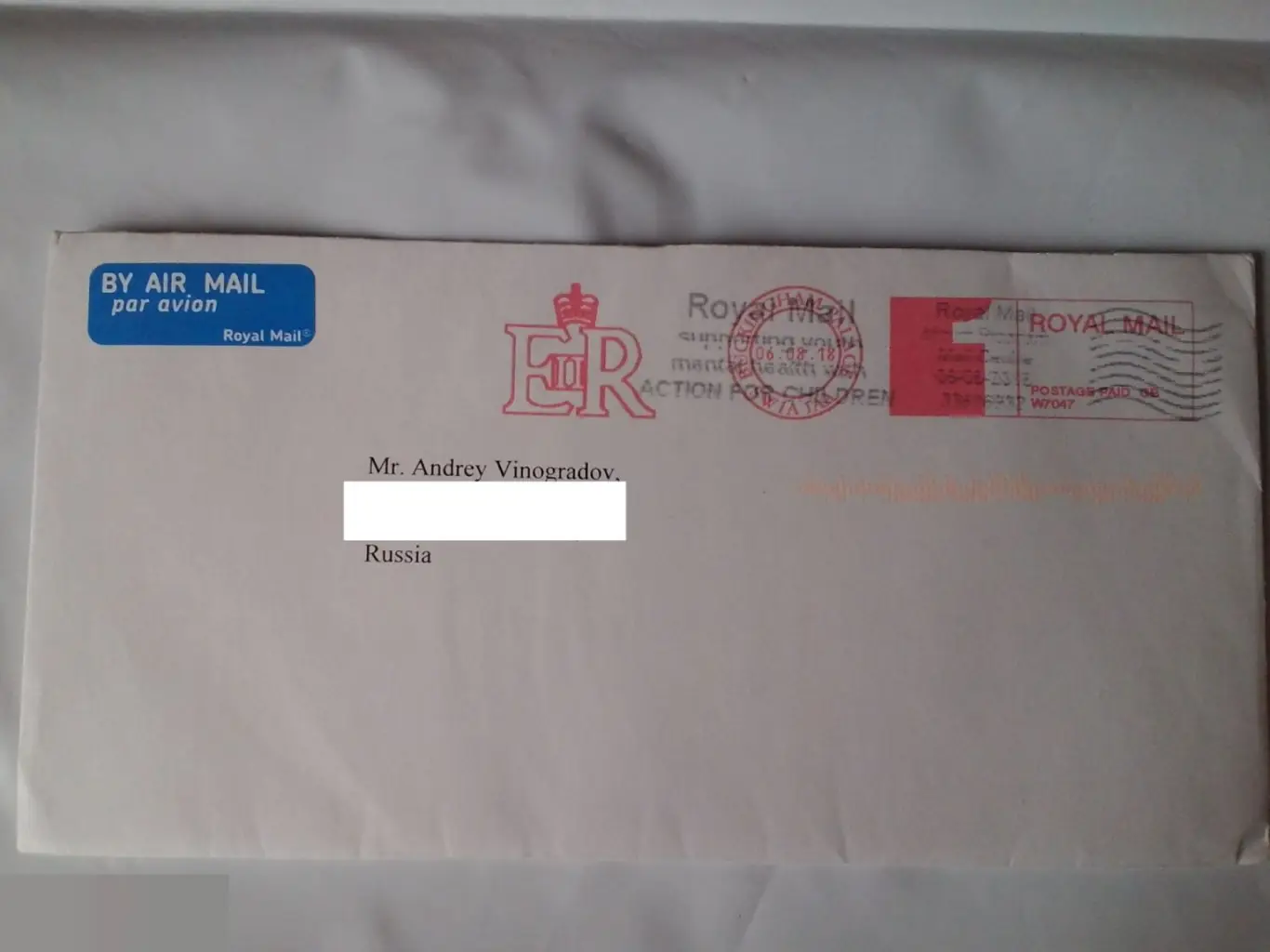 Конверт и письмо из Букингемского дворца 06.08.18 Чарльз, принц Уэльский 1