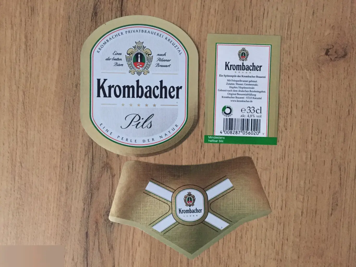 Krombacher Германия пивные этикетки 3 штуки