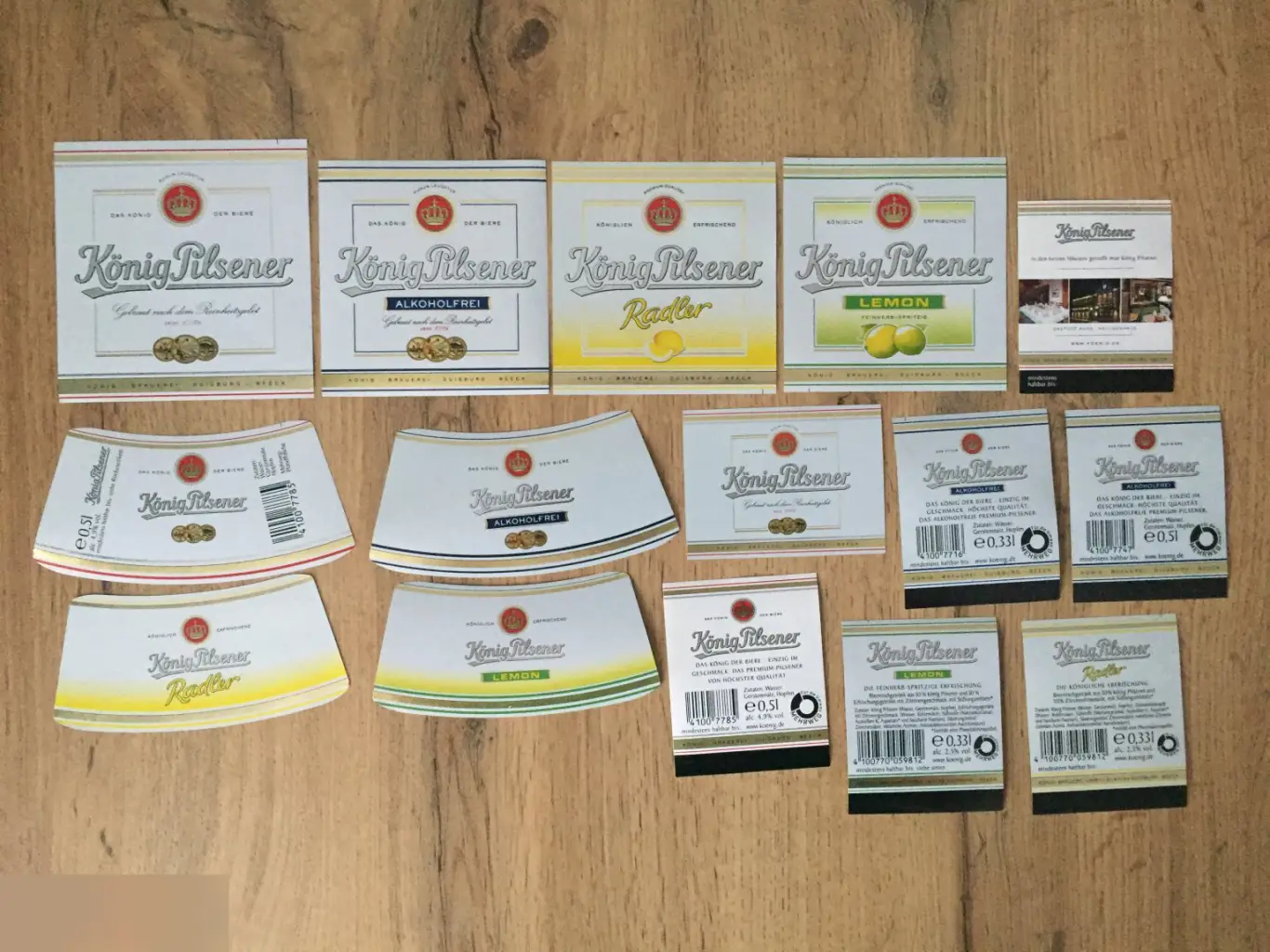 Konig Pilsener Германия пивные этикетки 15 штук