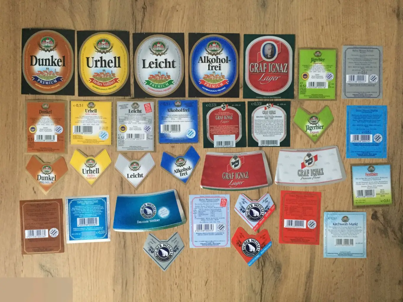 Hofbrauhaus Freising Германия пивные этикетки 31 штука