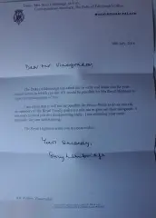 Конверт и письмо из Букингемского дворца 18.07.18 Филипп, герцог Эдинбургский