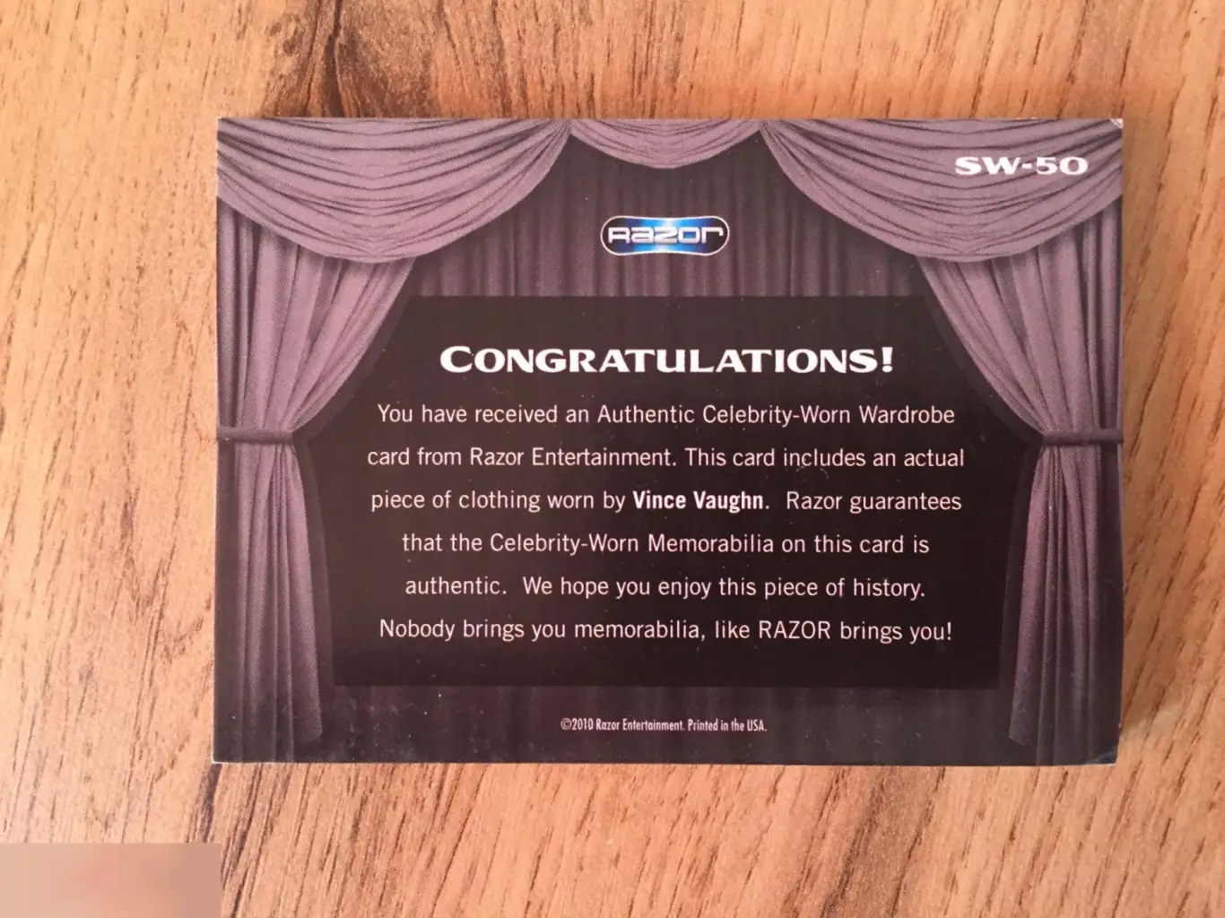 Винс Вон кусок одежды Razor 1