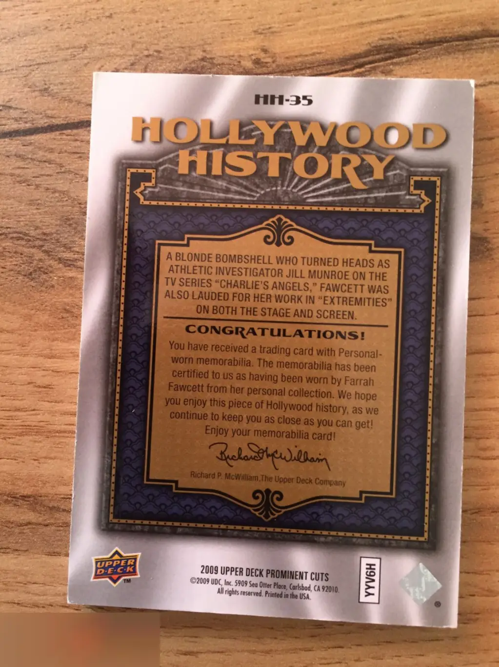 Фэрра Фосетт кусок одежды Upper Deck 1