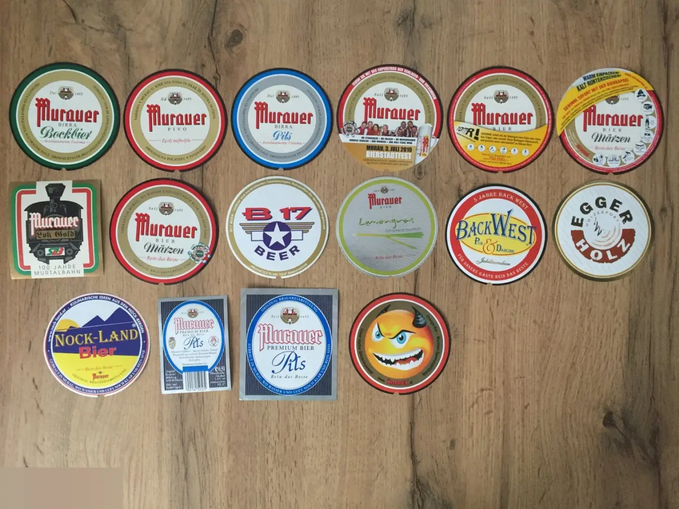Murauer Австрия пивные этикетки 16 штук