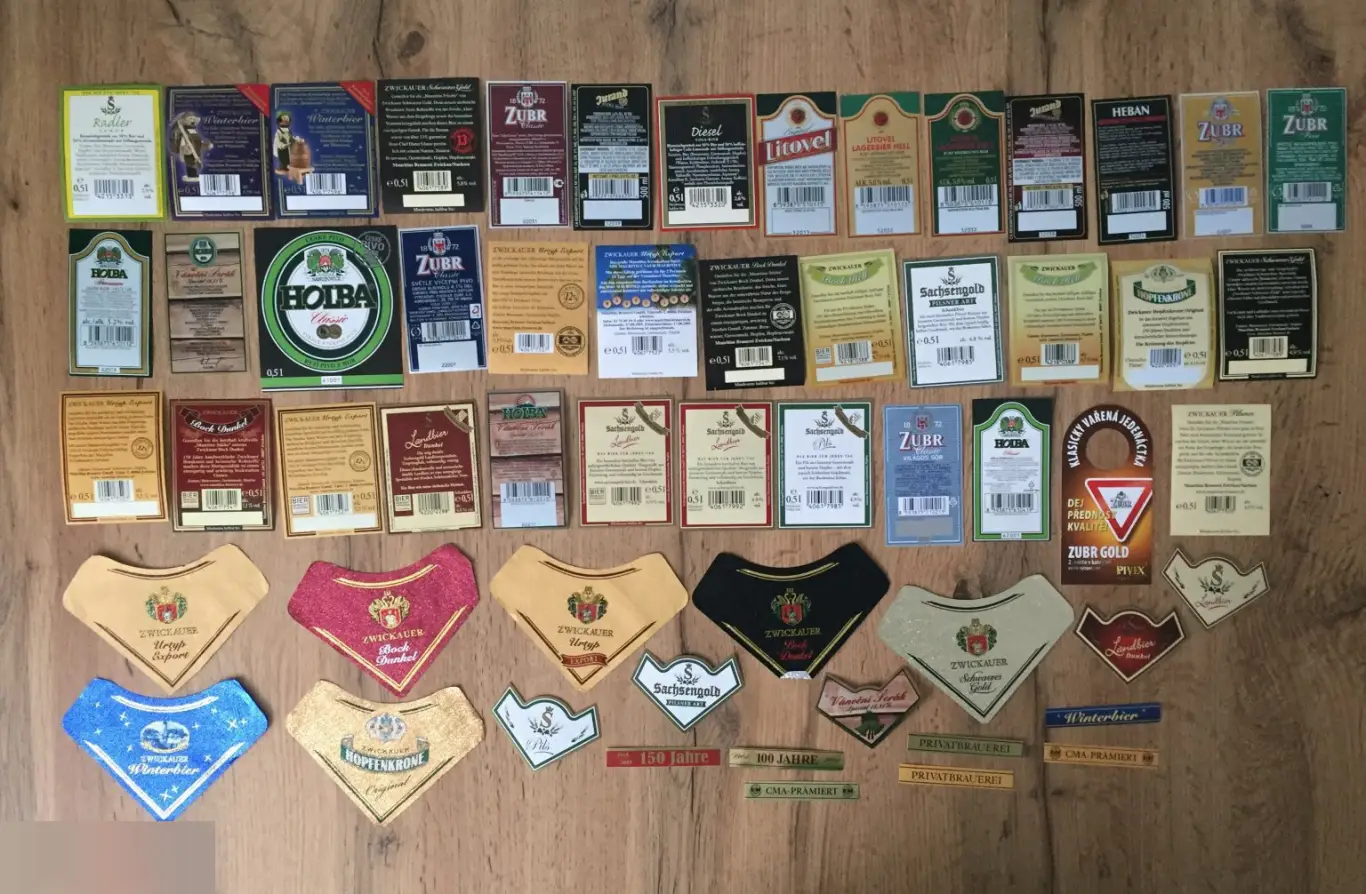 Разные пивные этикетки 57 штук