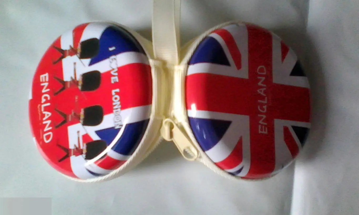 Металлическая круглая коробочка бокс для мелочей таблеток украшений наушников I Love London 3