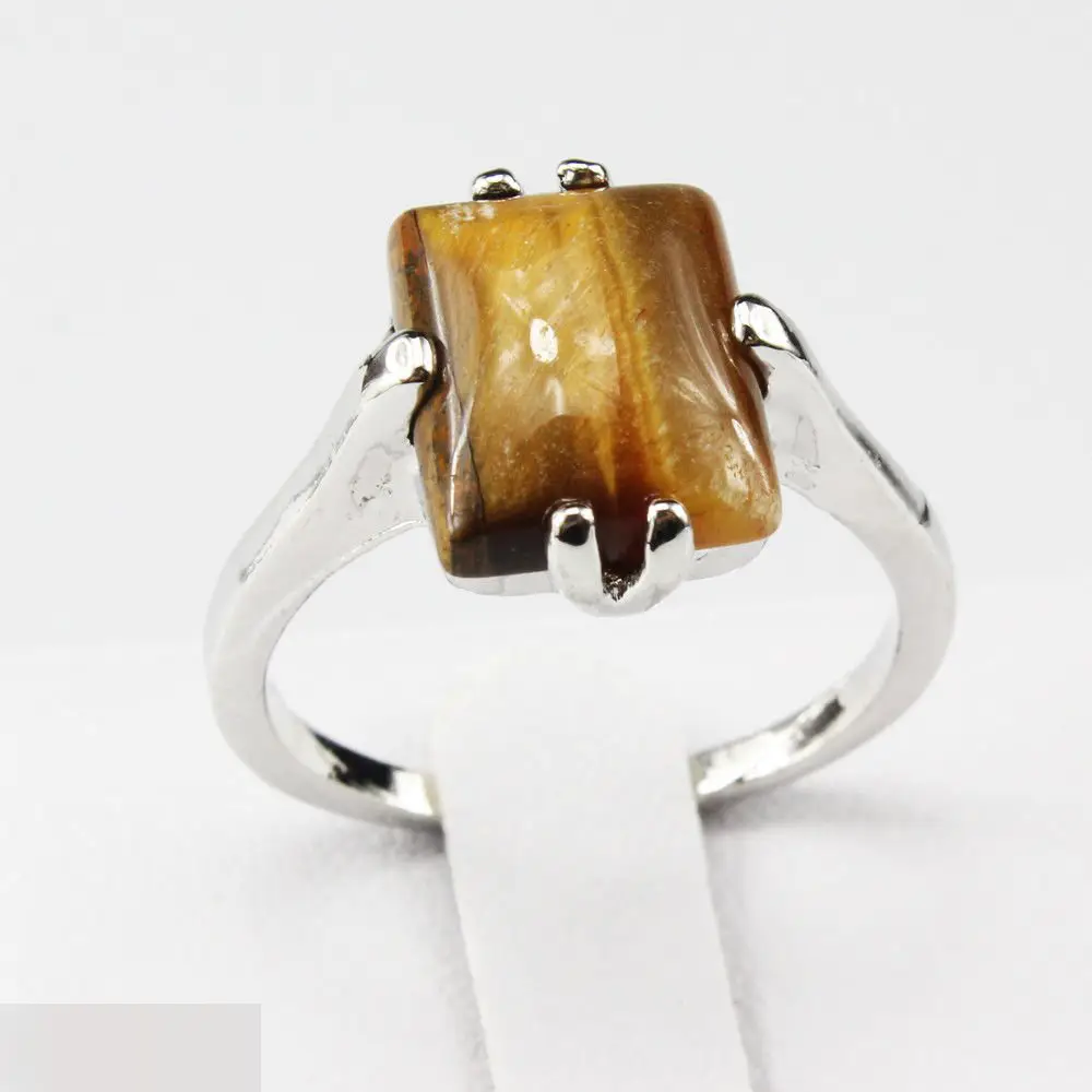 Кольцо тигровый глаз покрытие серебро 925 1