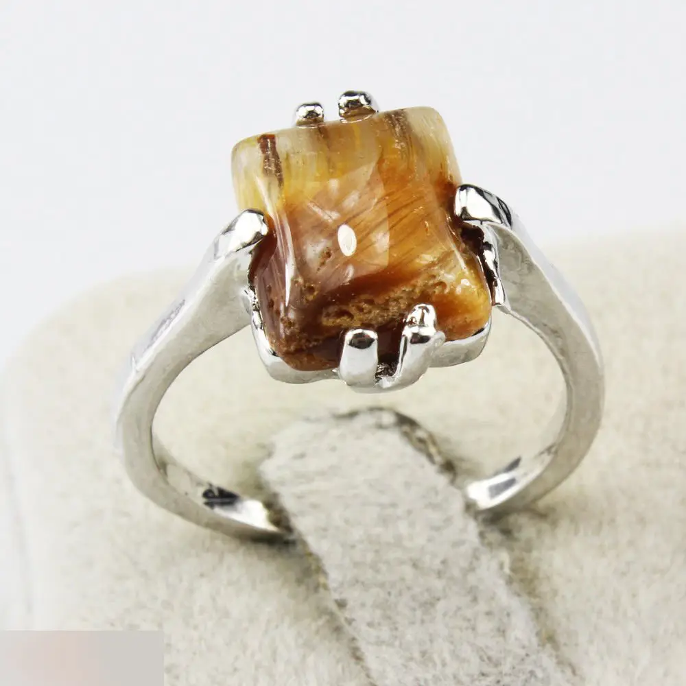 Кольцо тигровый глаз покрытие серебро 925 3