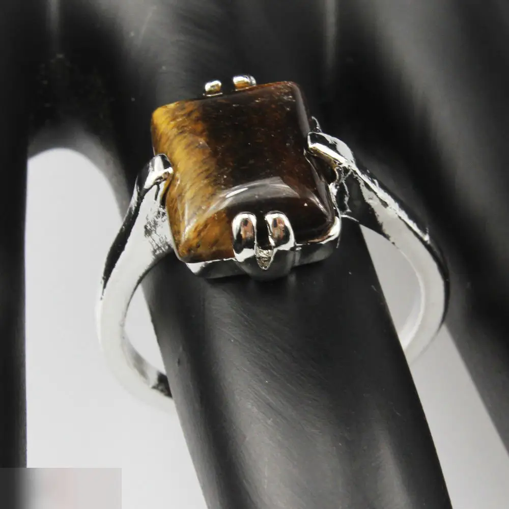 Кольцо тигровый глаз покрытие серебро 925 4