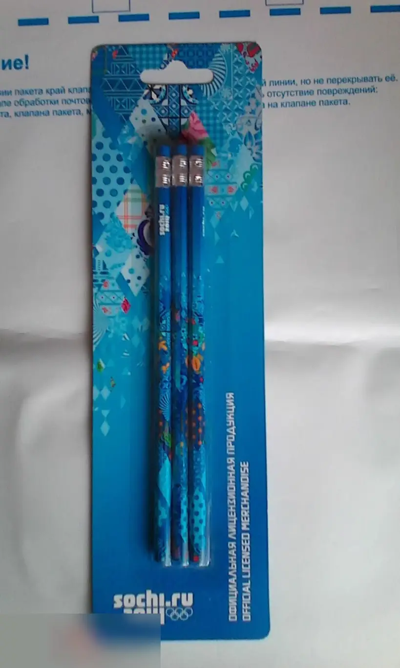 Карандаши чернографитные с ластиком 3 шт. Сочи 2014 Sochi