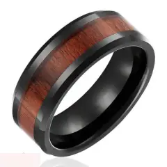 Кольцо нержавеющая сталь и дерево размер 6