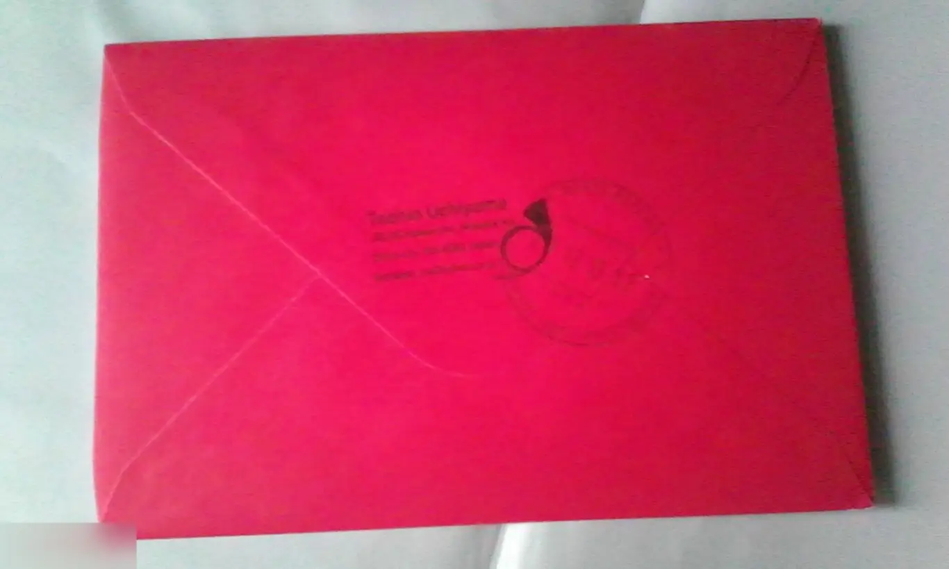 Япония конверт с подписанной открыткой прошедший почту 1