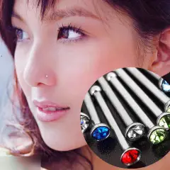 Пирсинг в нос розовый