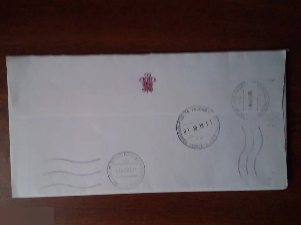 Конверт и письмо из Букингемского дворца 12.09.19 Чарльз, принц Уэльский 2