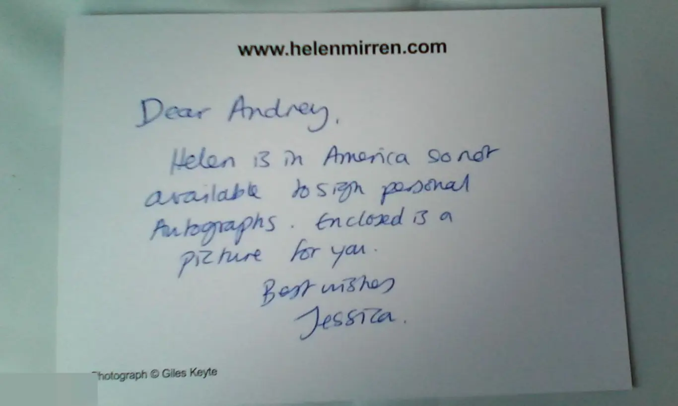 Хелен Миррен напечатанный автограф принт 1
