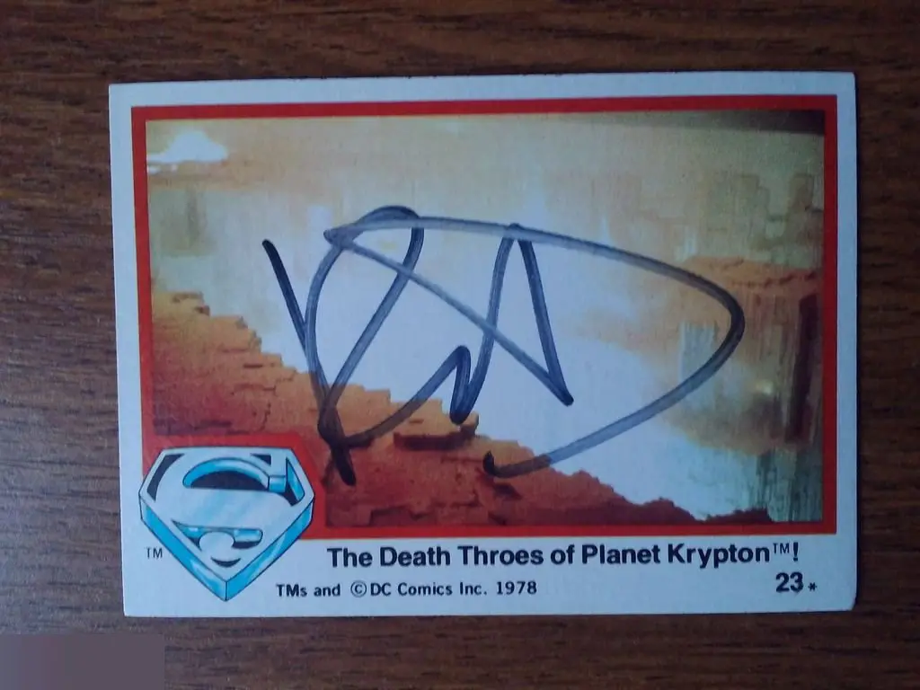 Ричард Доннер автограф на карточке Супермен