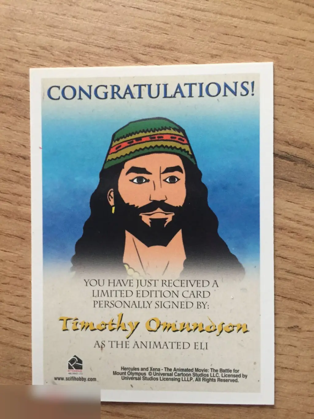 Тимоти Омандсон лимитированная карточка с автографом 1