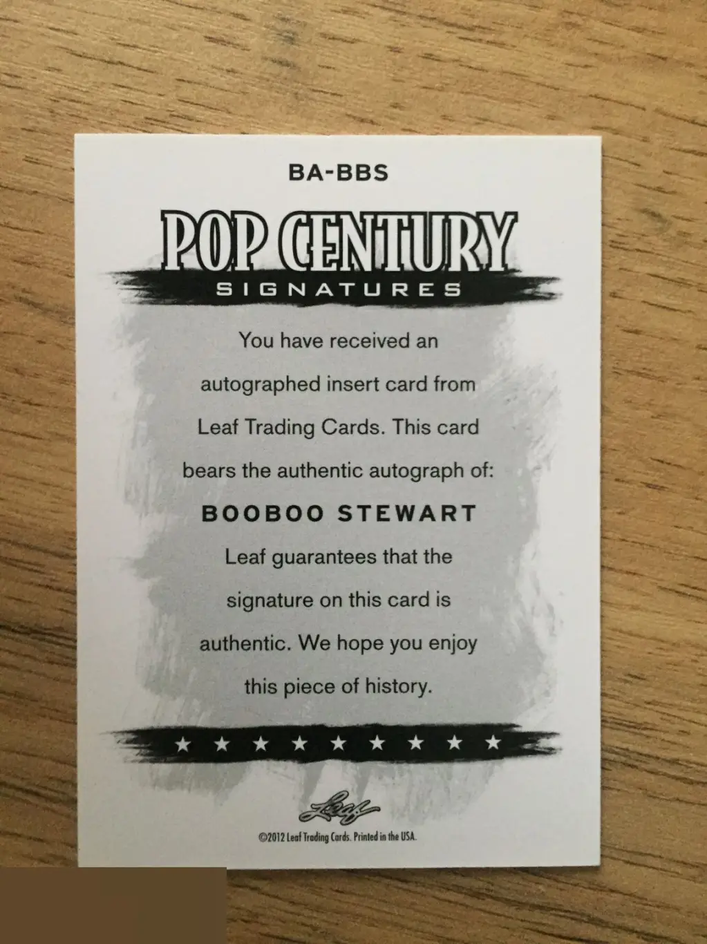Бубу Стюарт лимитированная карточка с автографом 1