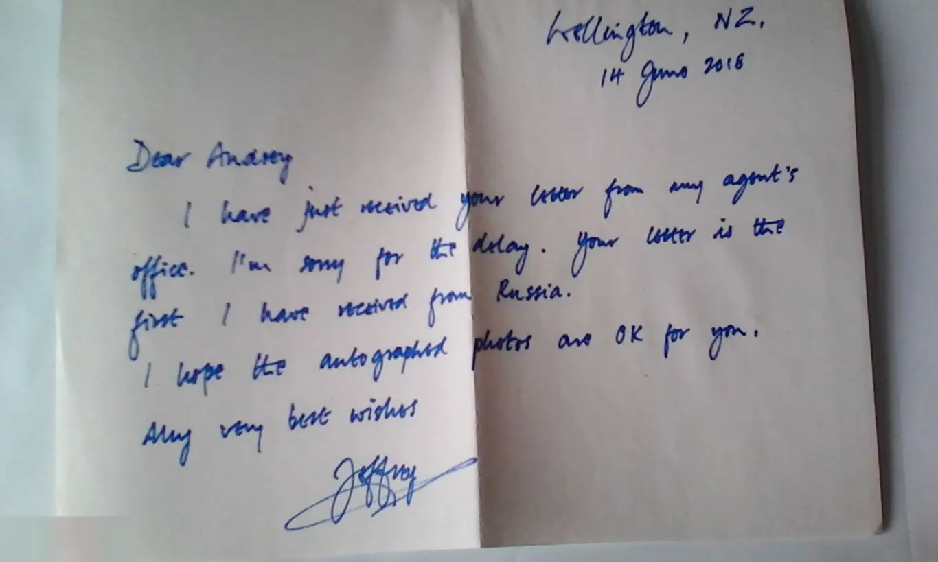 Джеффри Томас рукописное письмо с автографом