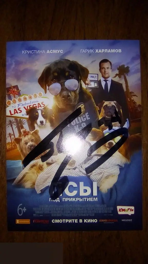 Шакил О’Нил автограф на флаере Псы под прикрытием