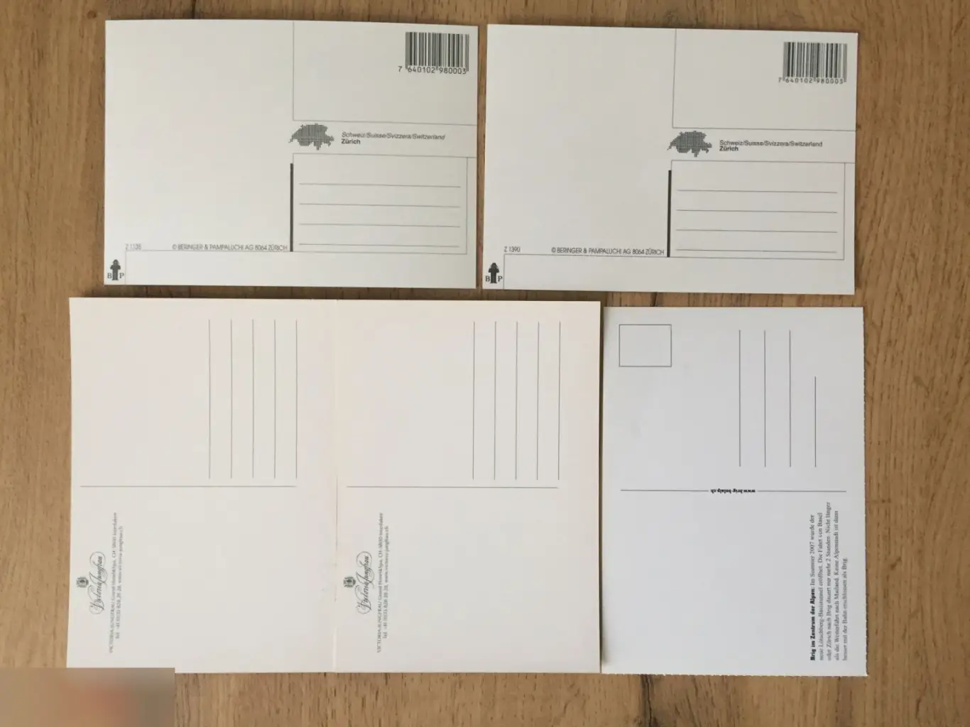 Швейцария 5 чистых открыток 1