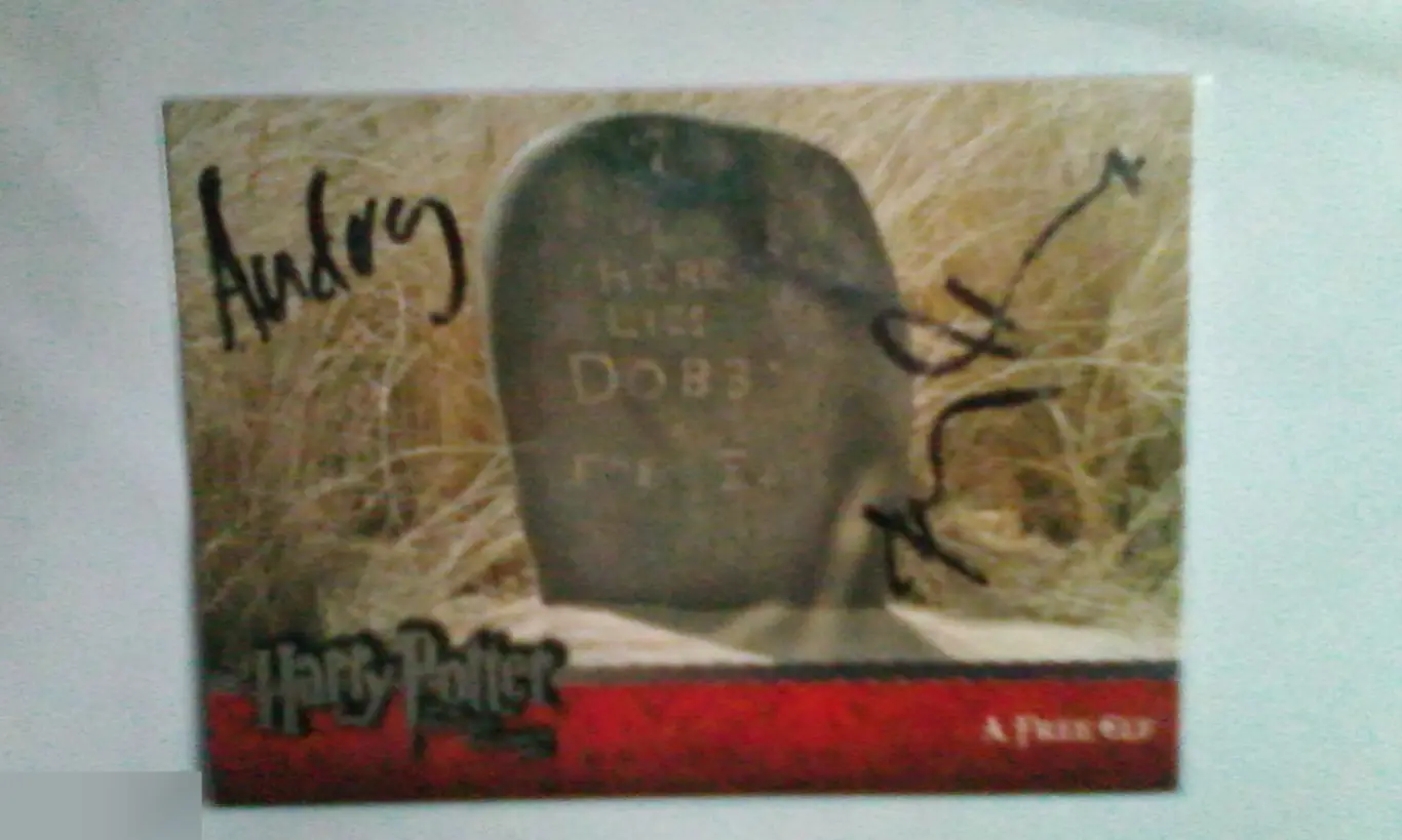 Тоби Джонс автограф на карточке Гарри Поттер