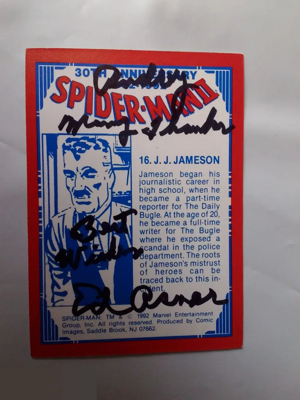 Эдвард Эснер автограф на карточке Человек-паук