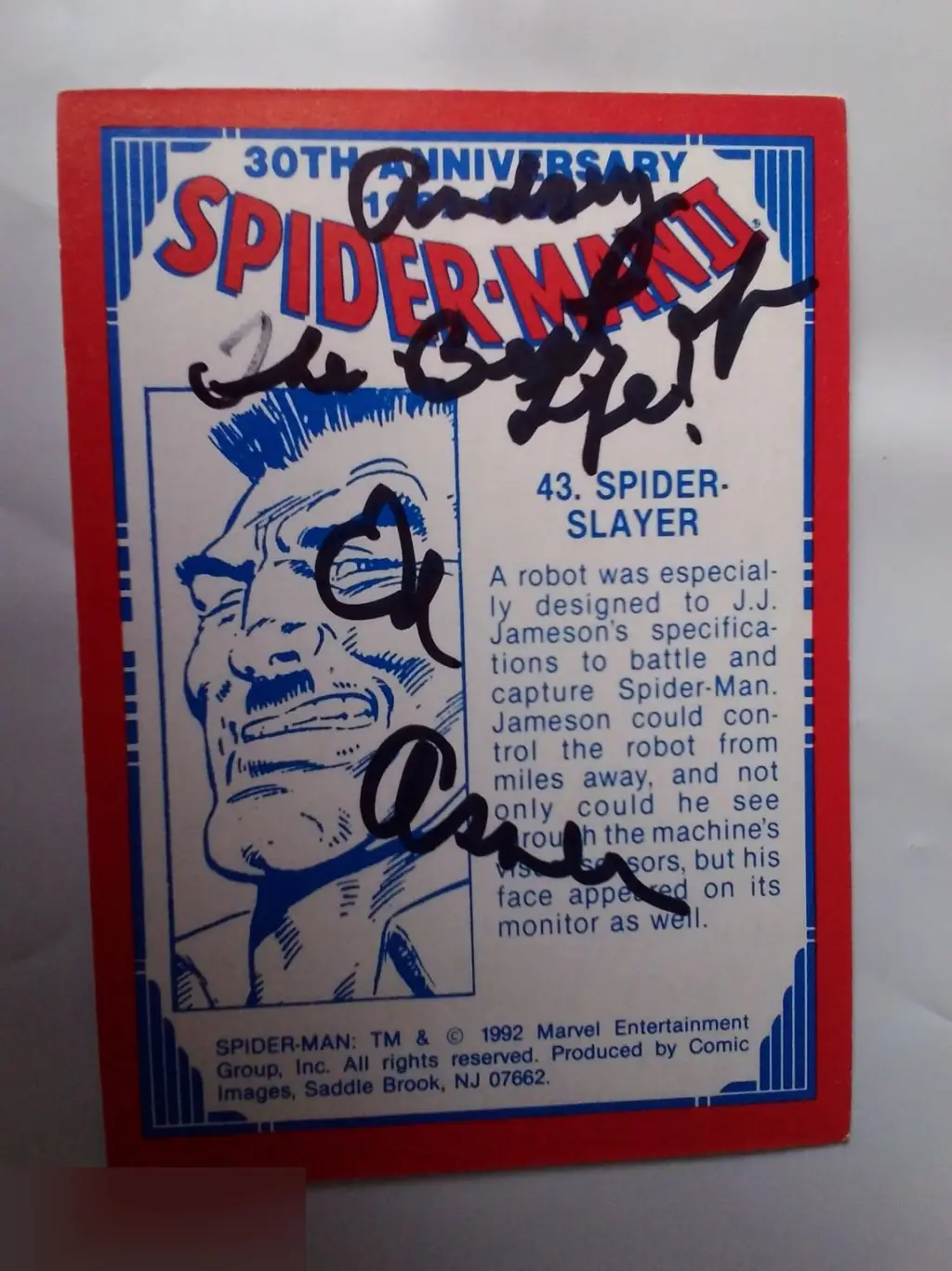 Эдвард Эснер автограф на карточке Человек-паук