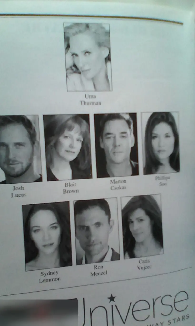 Автографы актёров The Parisian Woman Бродвей Ума Турман, Джош Лукас и другие 1