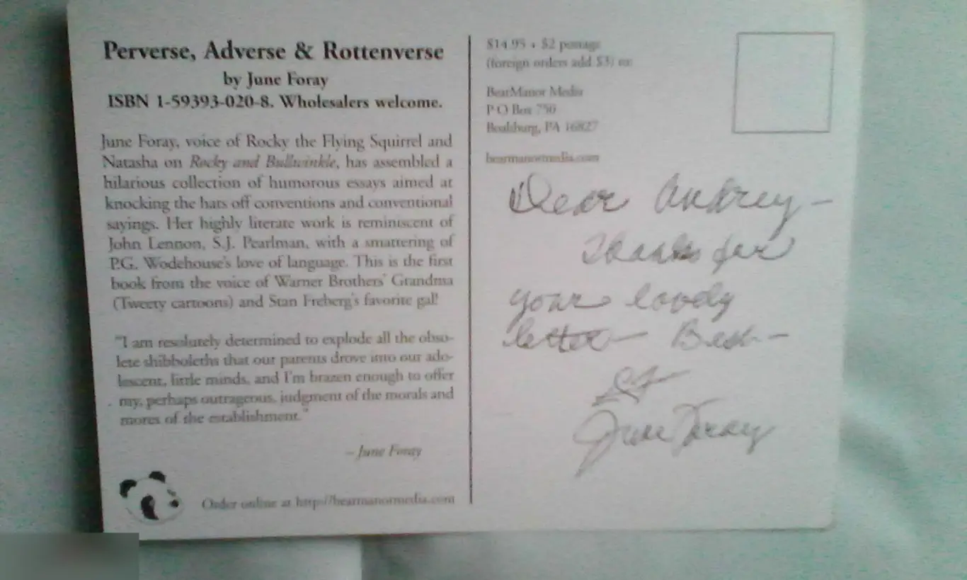 Джун Форей автограф на открытке