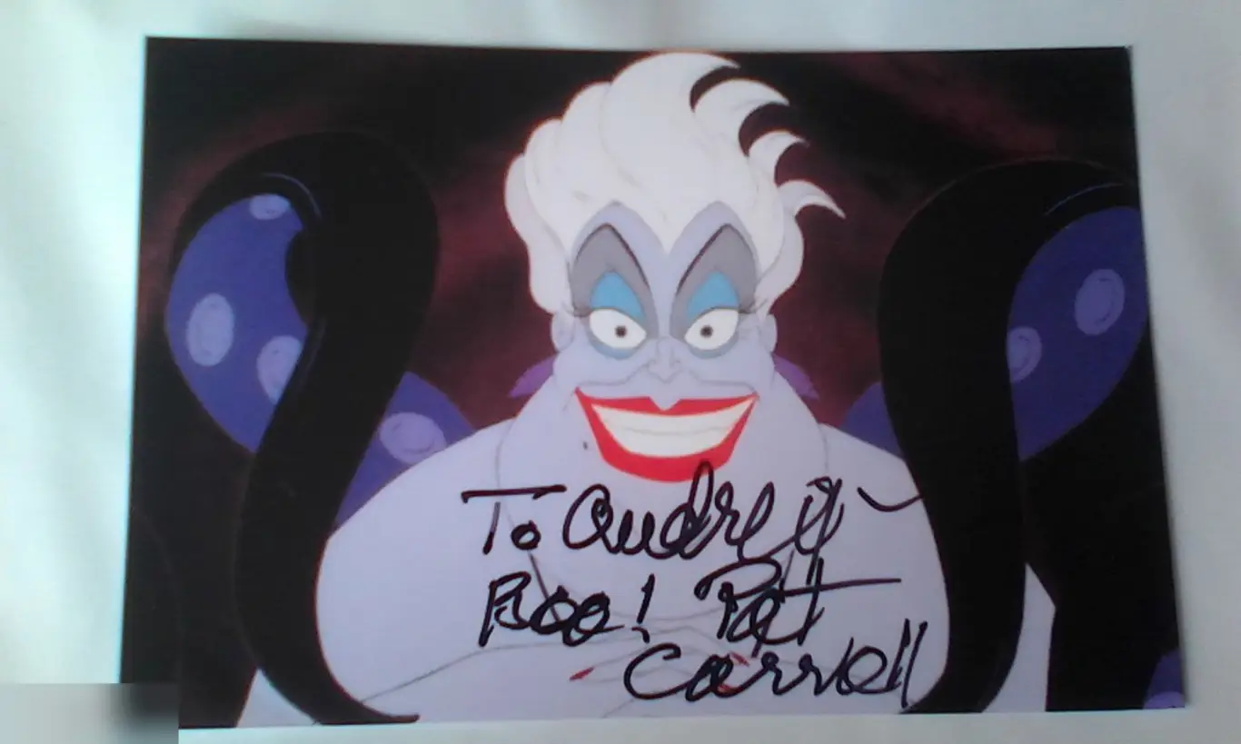 Пэт Кэрролл автограф на фото Русалочка