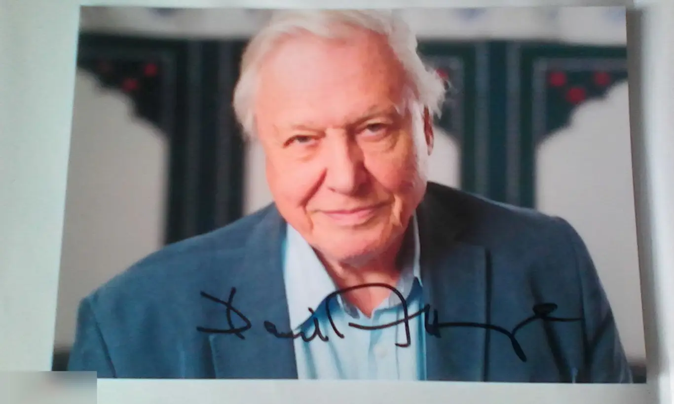Дэвид Аттенборо автограф на фото