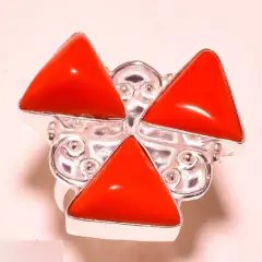 Серебряное кольцо с кораллом проба 925