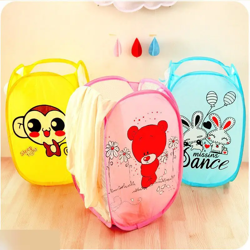 Корзина для хранения игрушек складная голубая