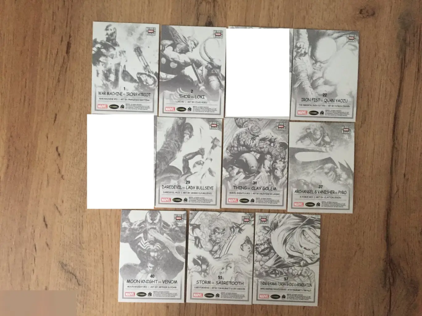 Marvel Heroes and Villains Марвел Герои и злодеи 9 коллекционных карточек Rittenhouse Archives 1