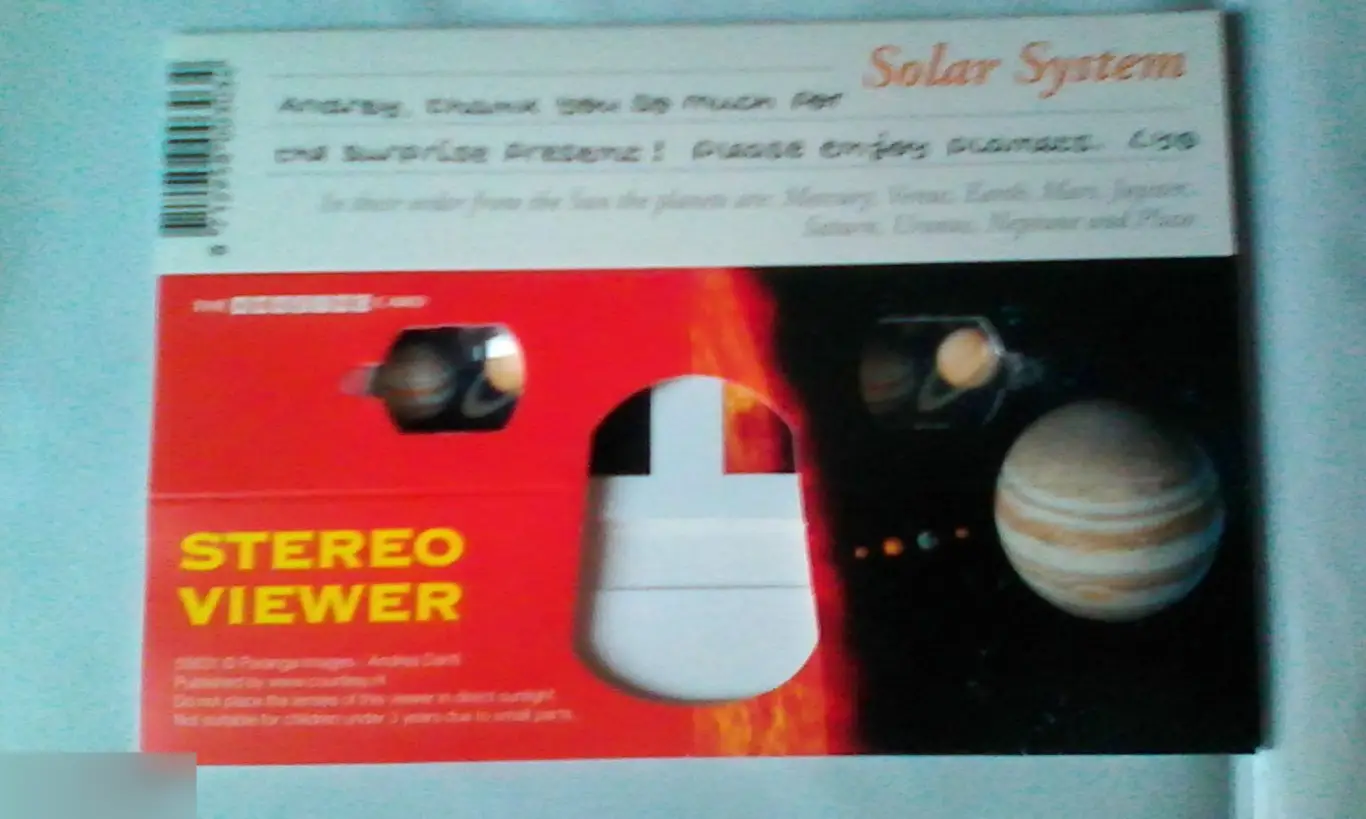 Солнечная система подписанная стерео открытка 1